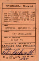 Wally Schirra Physiological Training Certification